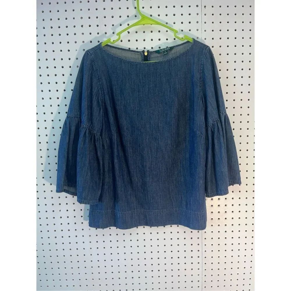 Lauren Ralph Lauren bell sleeve tunic denim top